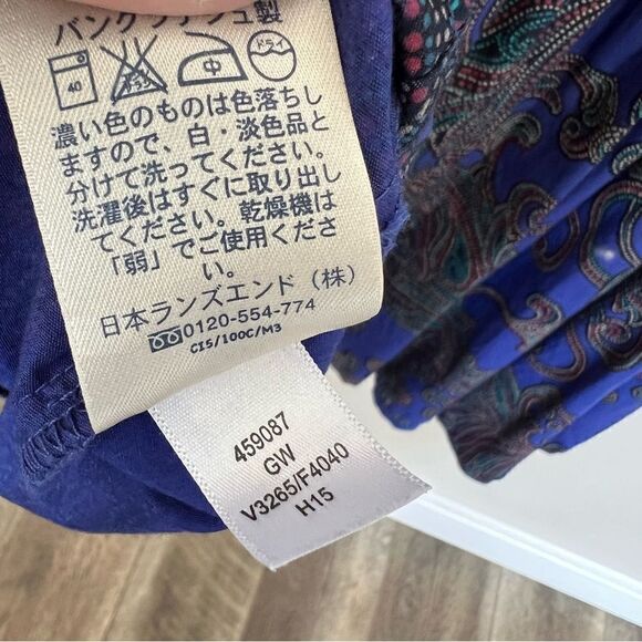 Lands’ End Kids Paisley Short Sleeve Dress Girls Size 10 Bright Blue Purple - Picture 7 of 8